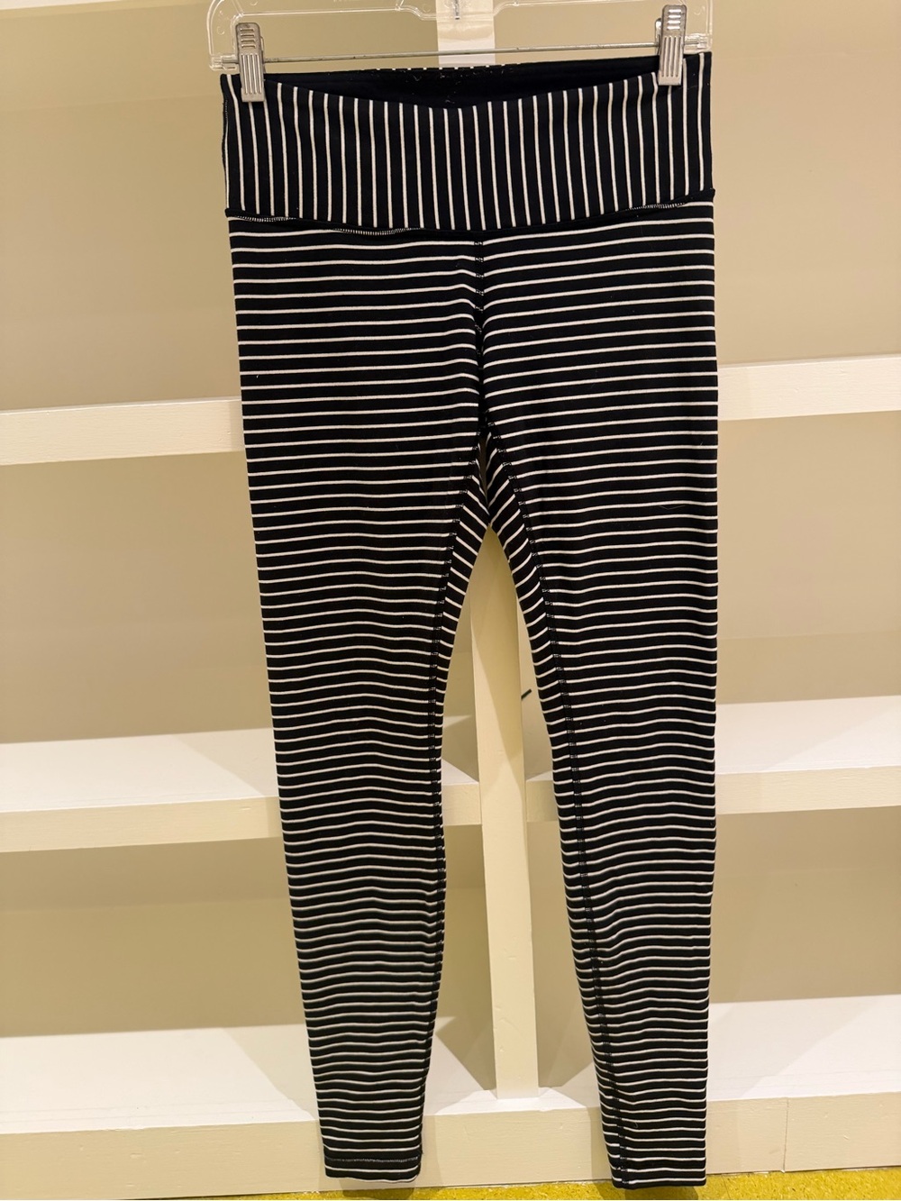 Lululemon Black and White Striped Leggings (size 6)